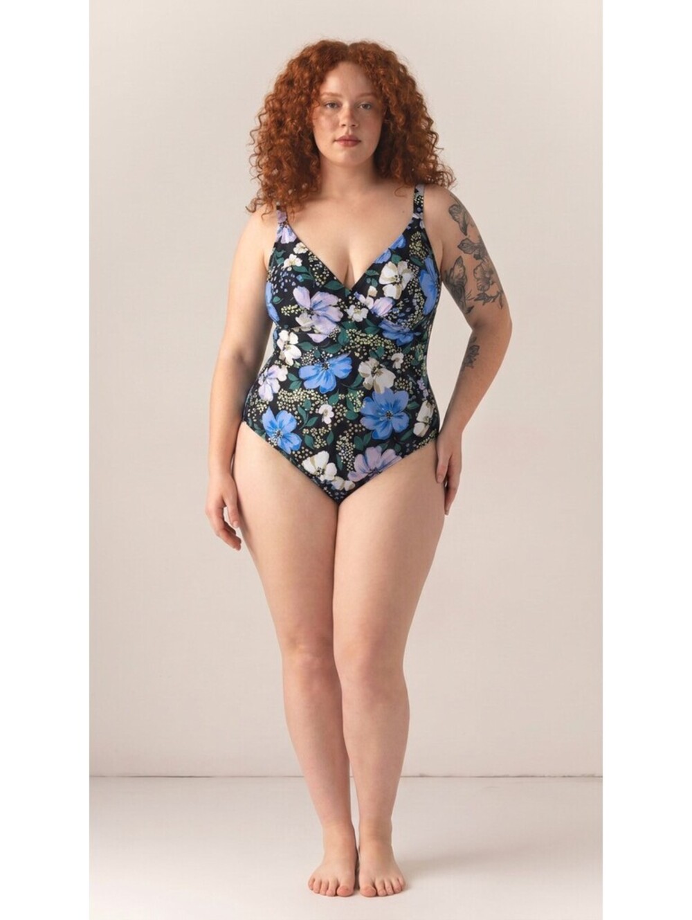 Jantzen Plus Size 18 Floral V-Neck Wrap One Piece Swimsuit Tummy Control - NWT